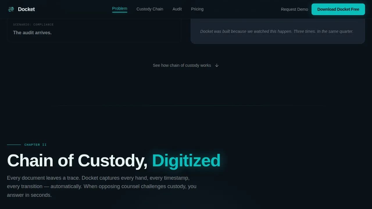 Docket — Secure Legal Inventory Landing Page Template