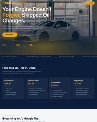 Lubeshield — Instant Oil Change Booking Landing Page Template