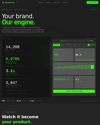 Warehouse - Bold Brutalist White-Label WMS Landing Page Template