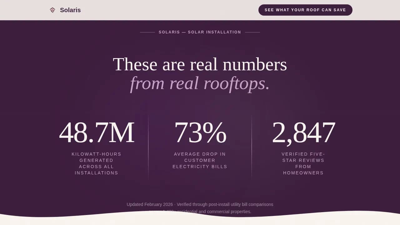 Solaris — Expert Solar Installation Landing Page Template