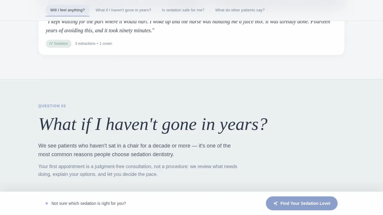 Ease - Sedation Dentistry Testimonial Landing Page Template