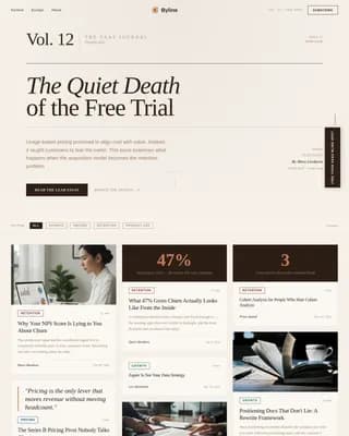 Byline - Editorial SaaS Insights Landing Page Template