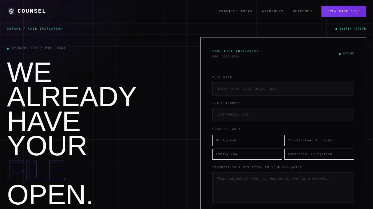 Bold Law Firm Data-Grid Evidence Website Template