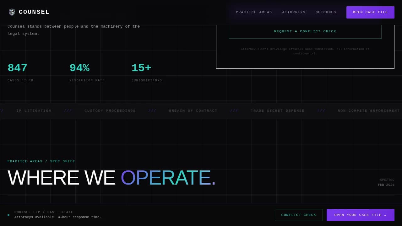Bold Law Firm Data-Grid Evidence Website Template