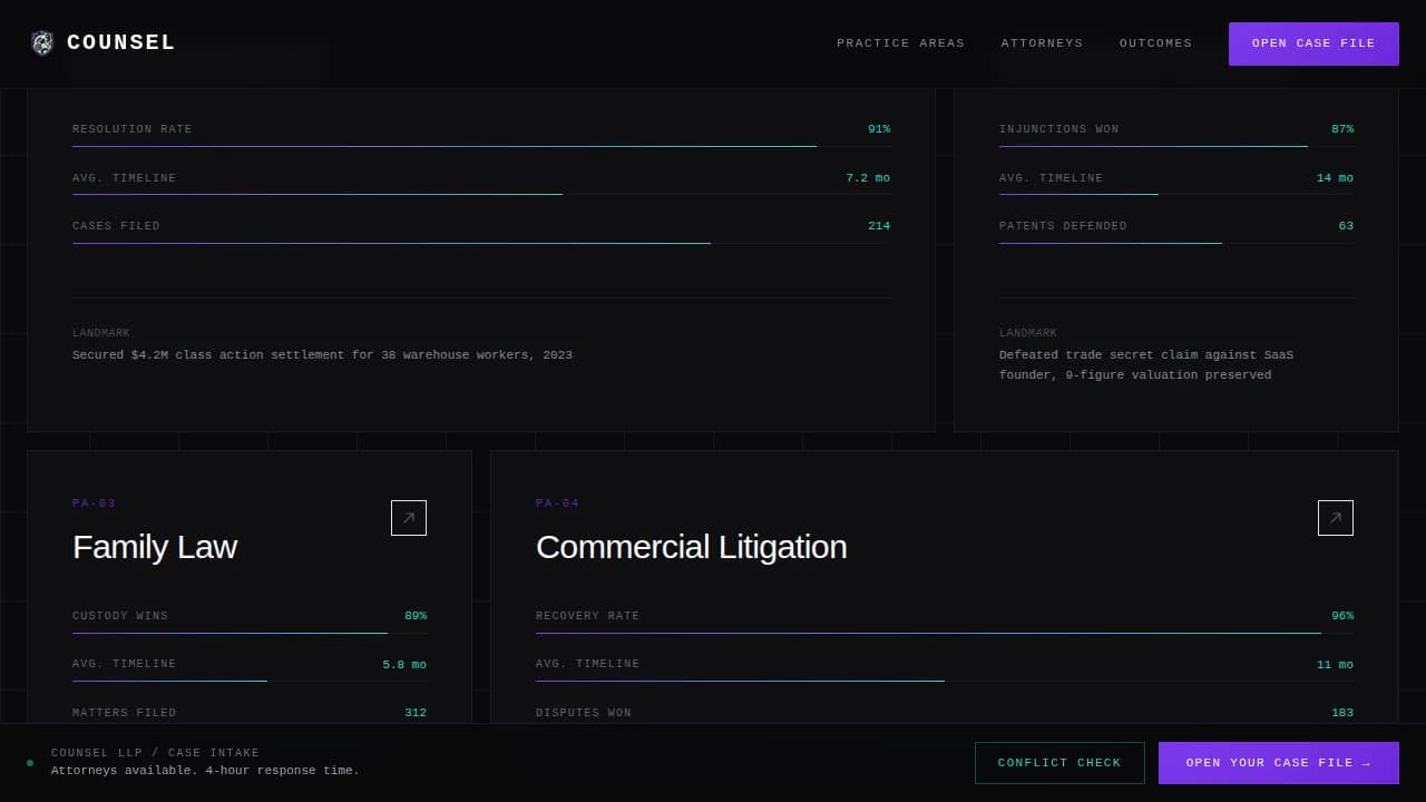 Bold Law Firm Data-Grid Evidence Website Template