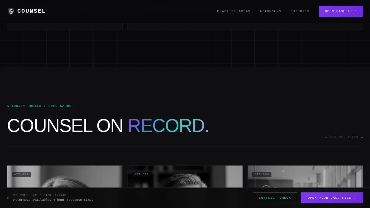 Bold Law Firm Data-Grid Evidence Website Template