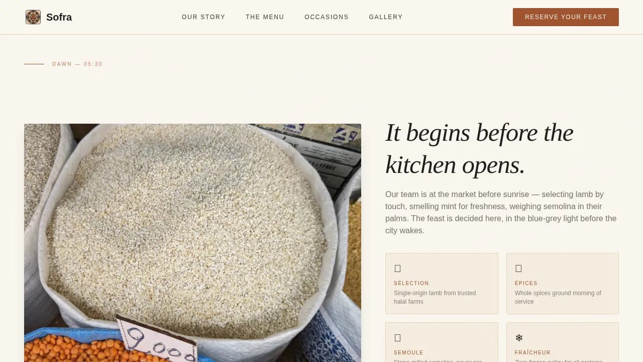Sofra — Premium Algerian Cuisine Landing Page Template