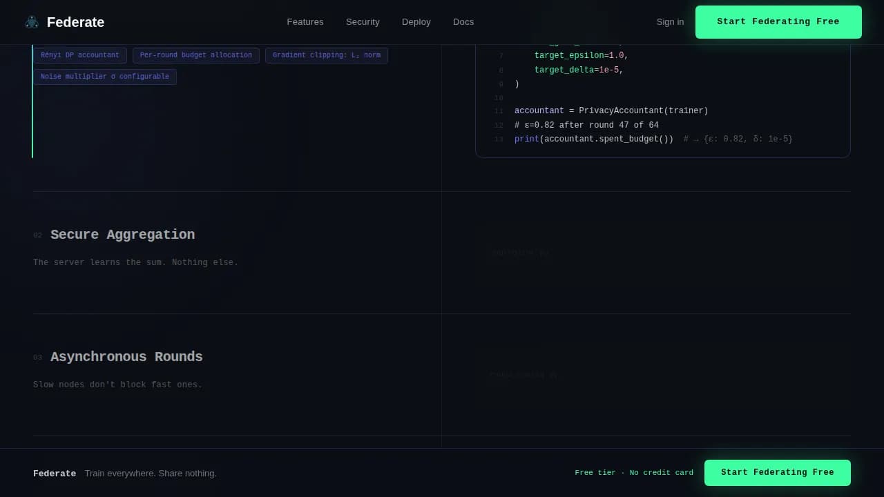 Federate — Secure ML Platform Landing Page Template