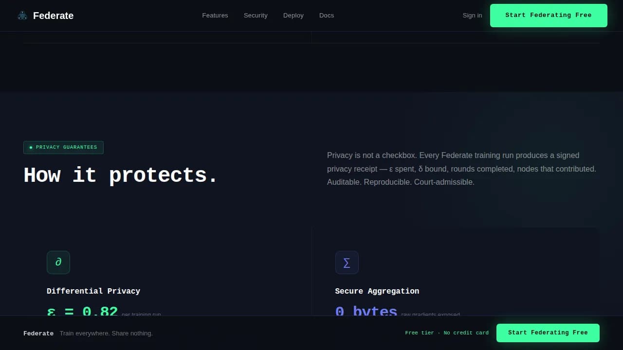 Federate — Secure ML Platform Landing Page Template