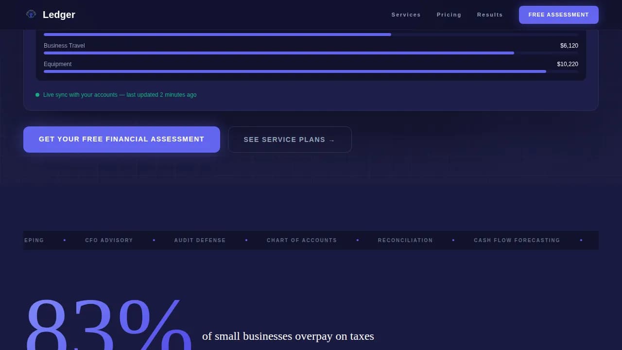 Ledger — Compliant Bookkeeping Service Landing Page Template