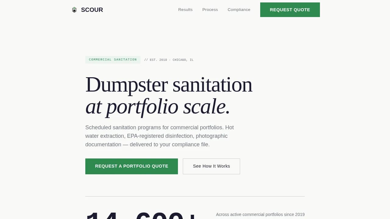 Scour — Professional Waste Cleaning Service Landing Page Template