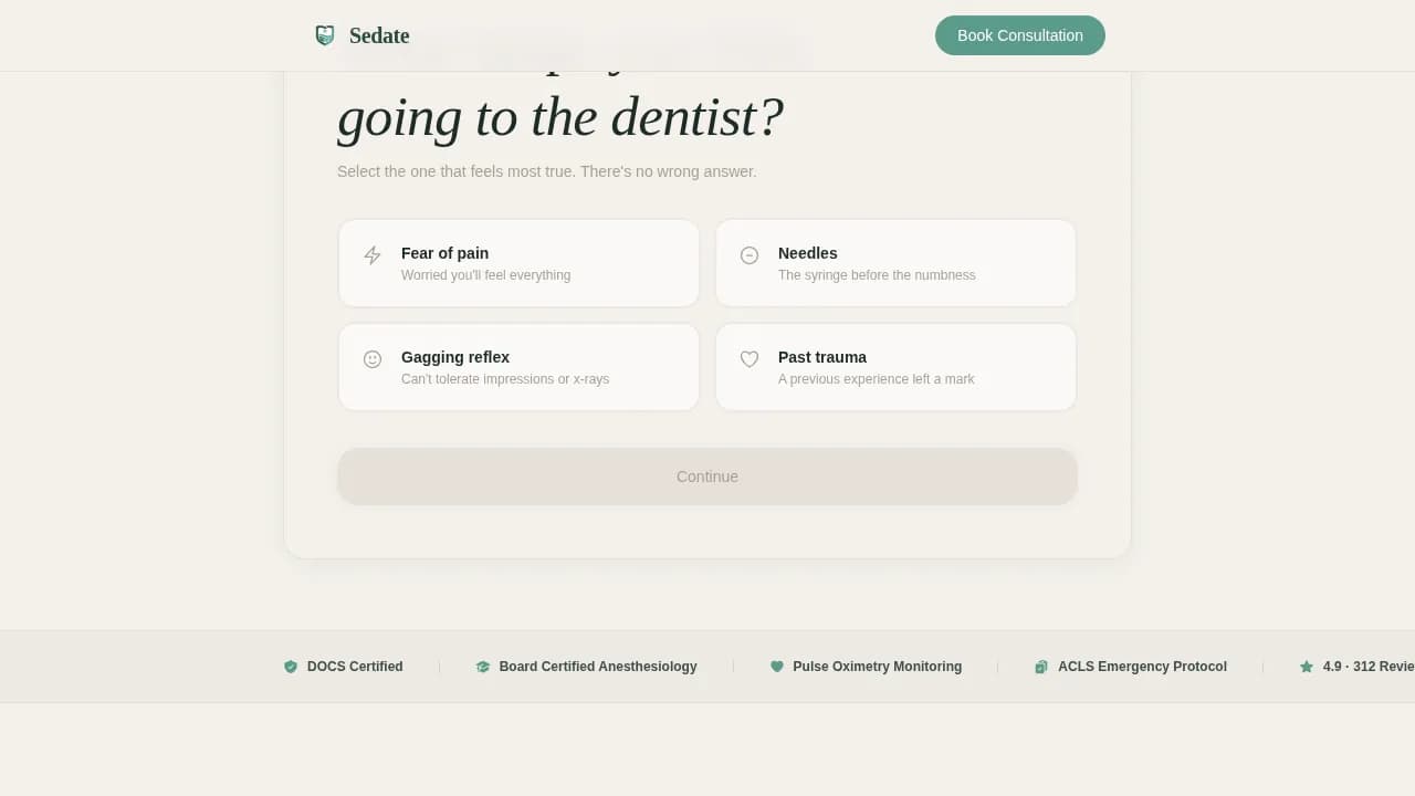 Sedate — Compassionate Anesthesia Dentistry Landing Page Template