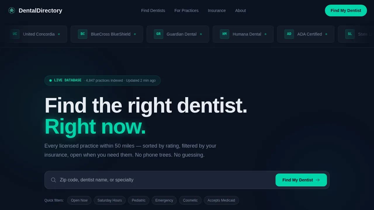 Dentalgrid - Data Command Directory Landing Page Template