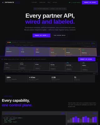 Integrate — Seamless API Connector Landing Page Template