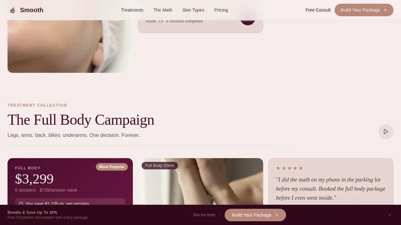 Smooth — Premium Hair Removal Clinic Landing Page Template