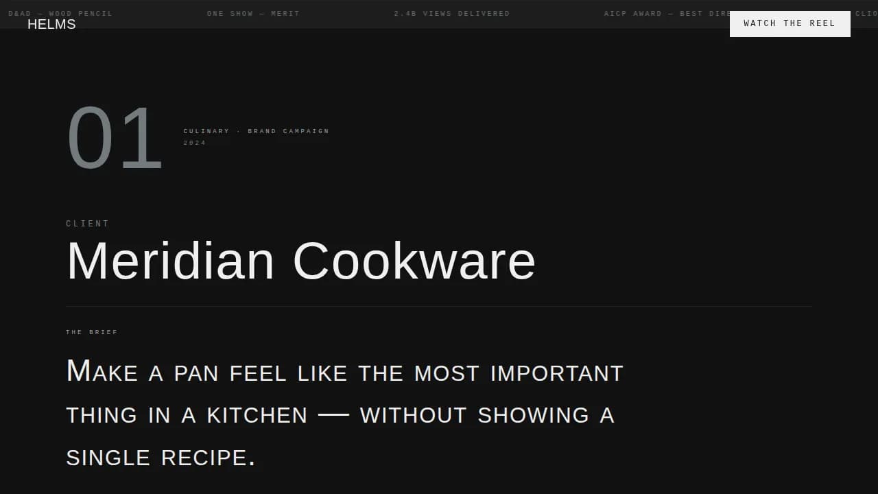 Helms - Cinematic Commercial Director Landing Page Template