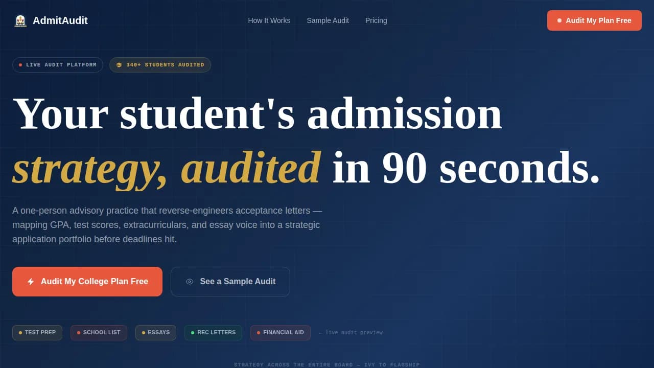 Admit — Instant College Advisor Landing Page Template