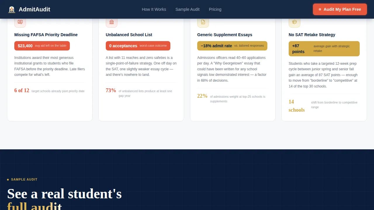 Admit — Instant College Advisor Landing Page Template