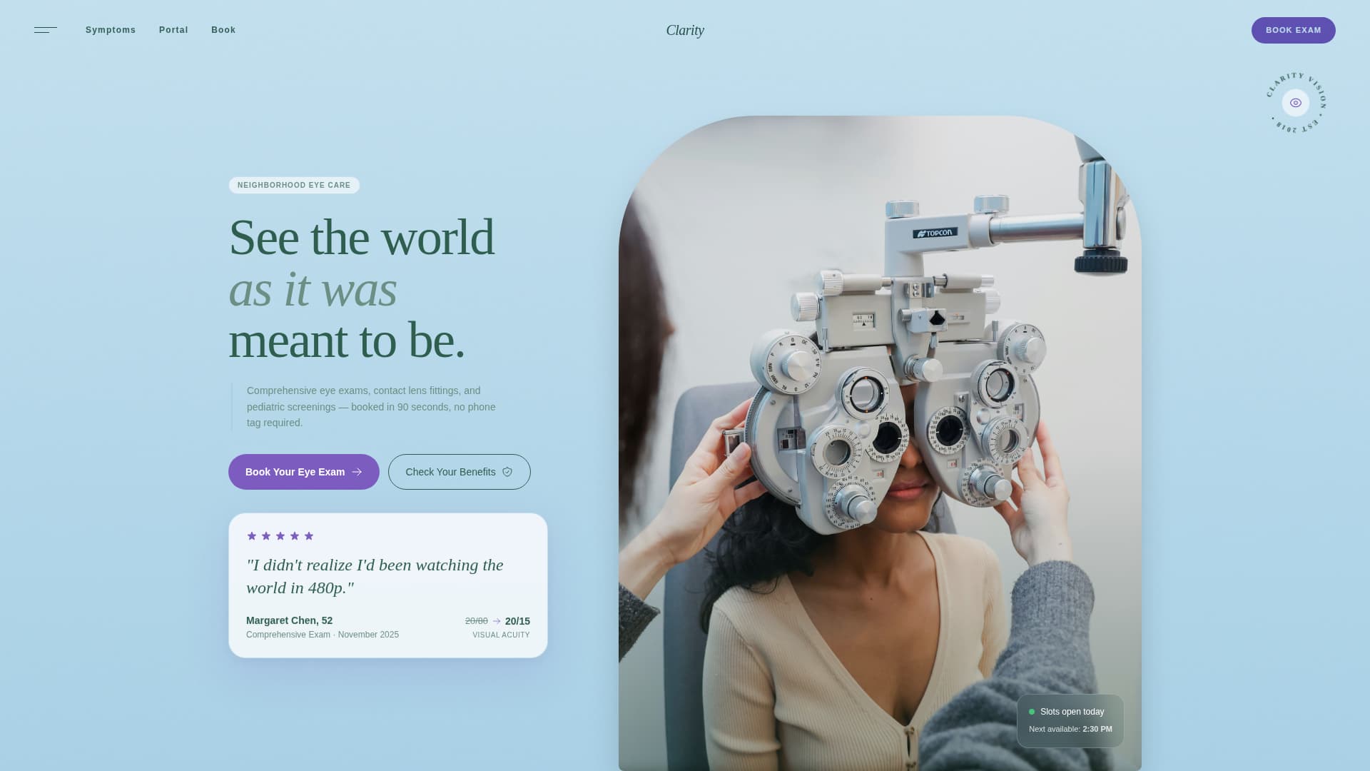 Clarity - Sharp Optometrist Landing Page Template