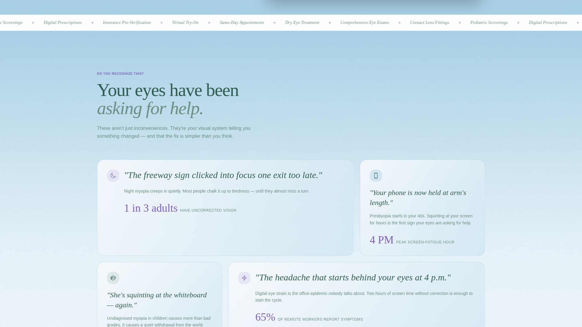 Clarity - Sharp Optometrist Landing Page Template