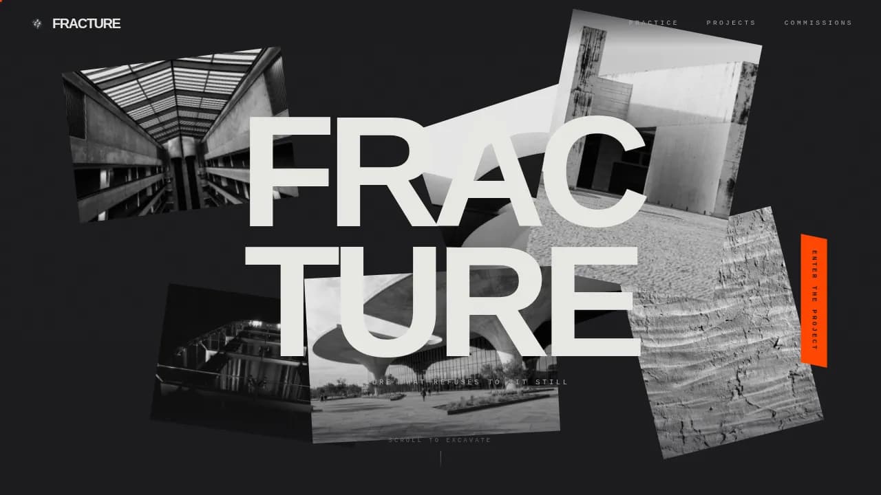 Fracture — Striking Brutalist Architecture Landing Page Template
