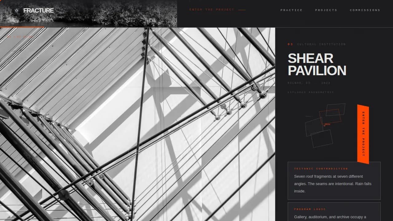 Fracture — Striking Brutalist Architecture Landing Page Template