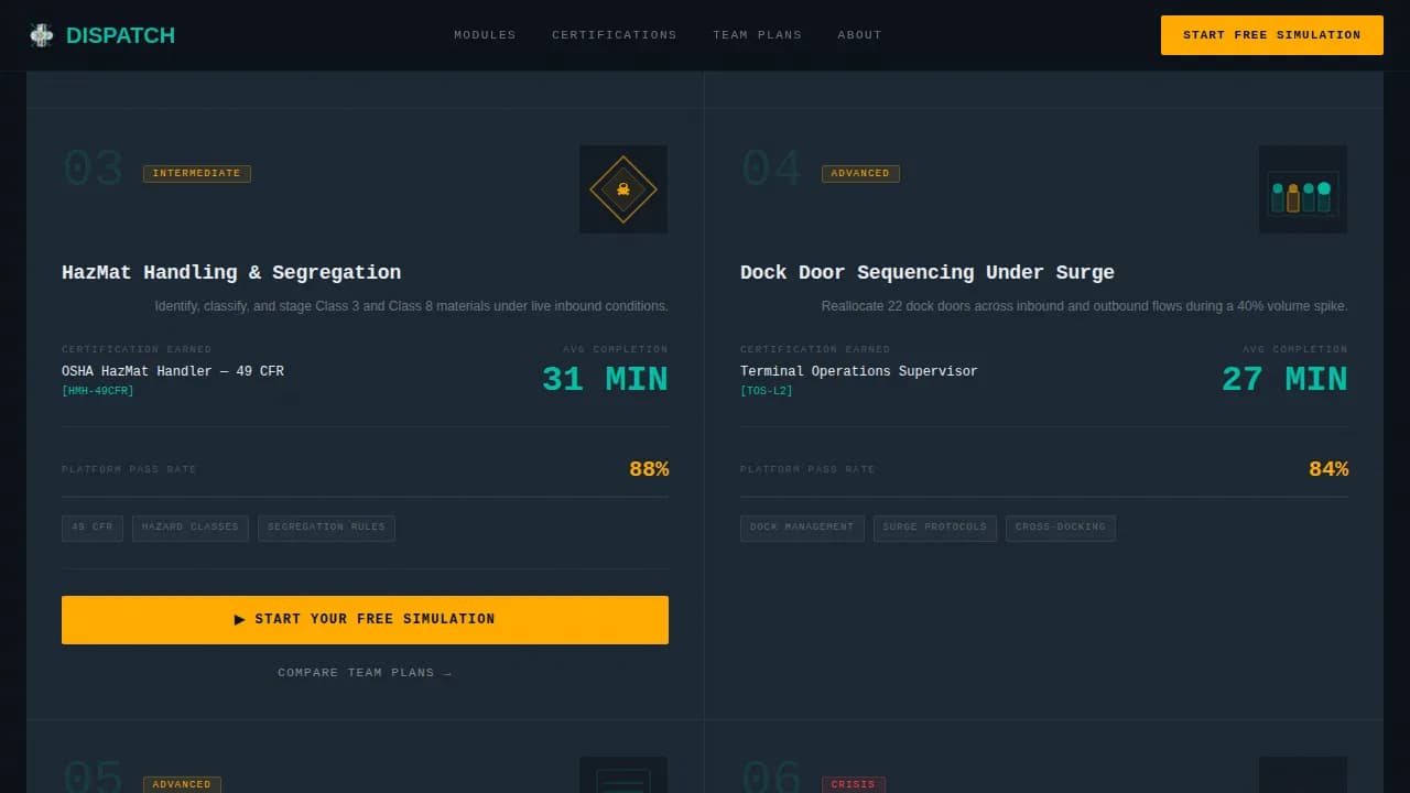 Dispatch — Smart Logistics Training Landing Page Template