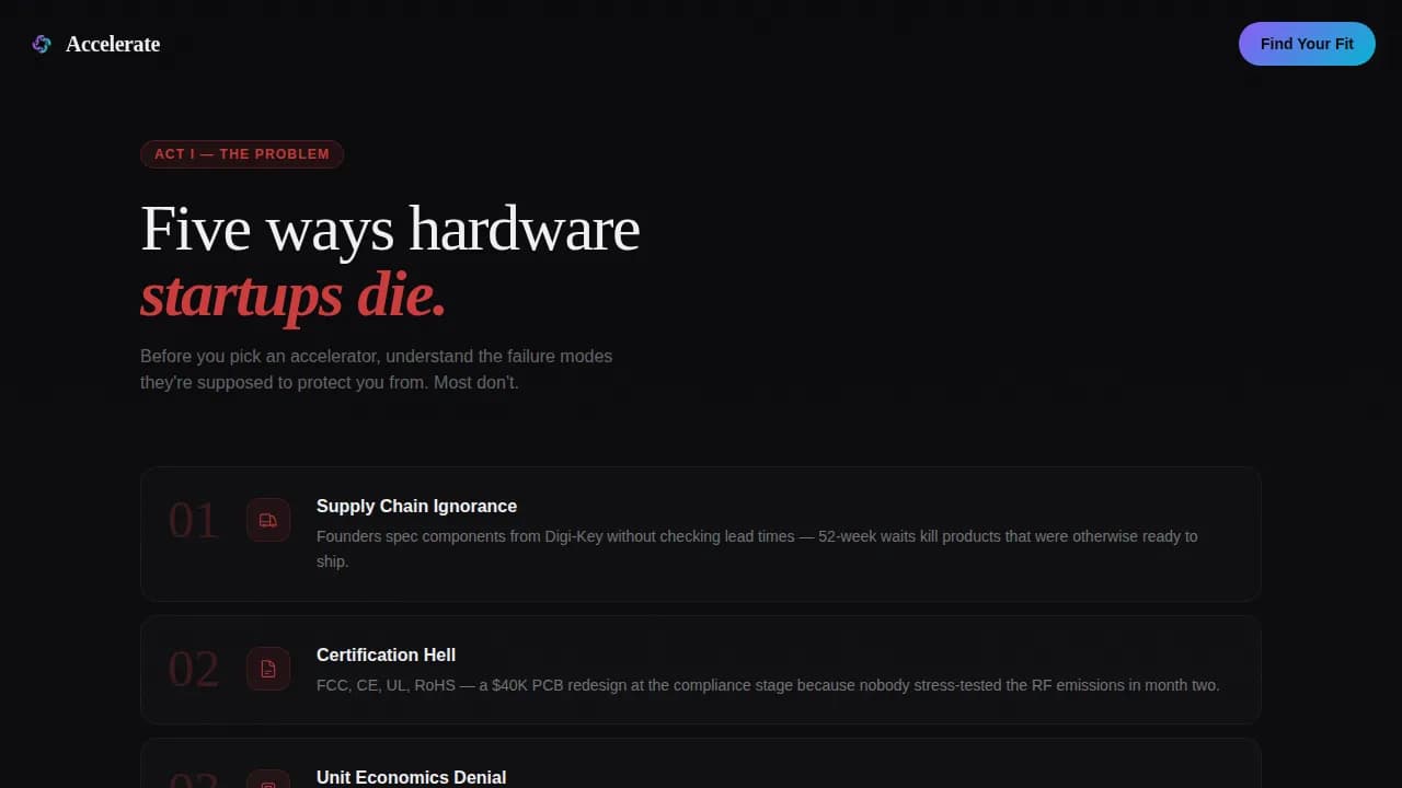 Accelerate - Hardware Accelerator Comparison Landing Page Template