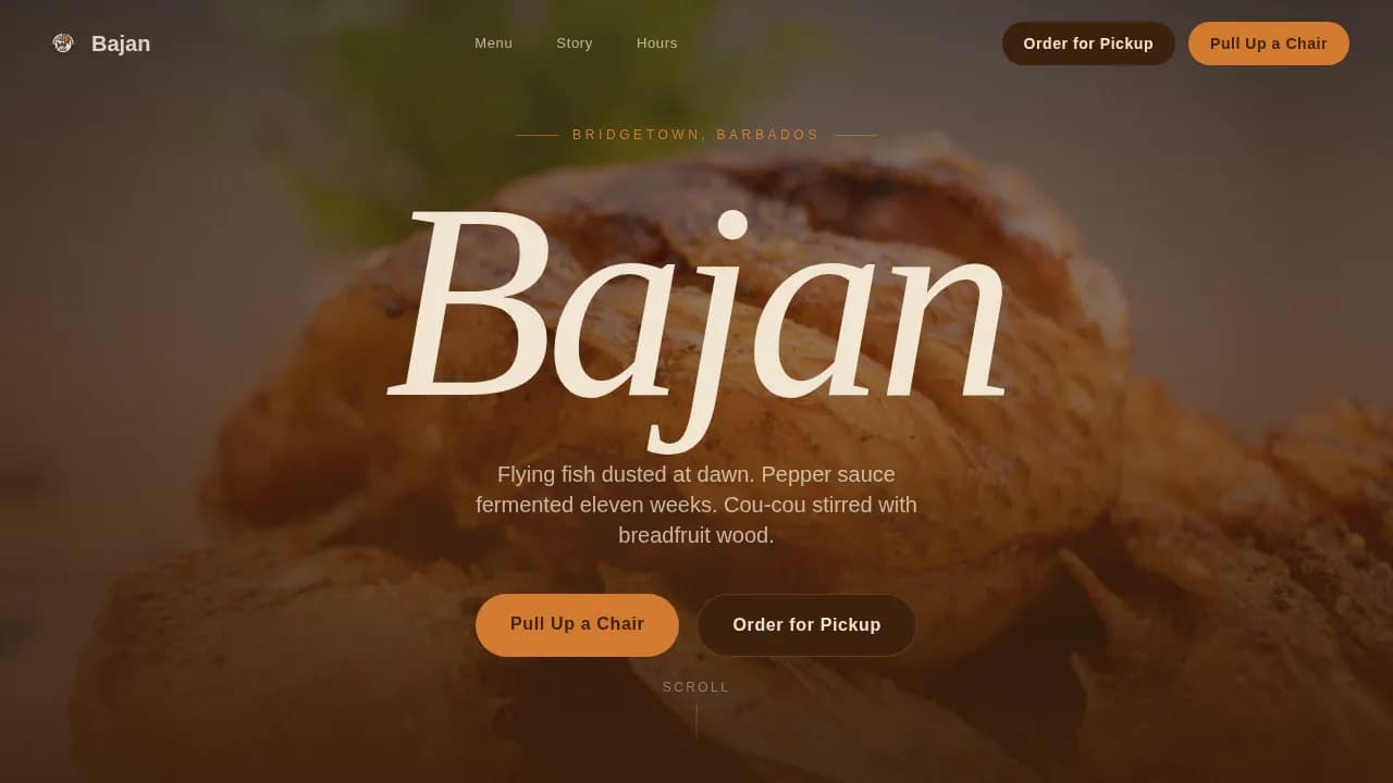 Bajan — Premium Caribbean Restaurant Landing Page Template