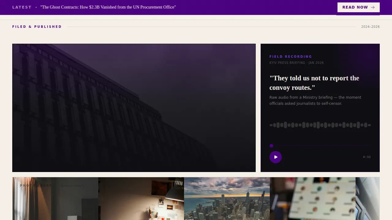 Newsroom — Bold Journalist Platform Landing Page Template