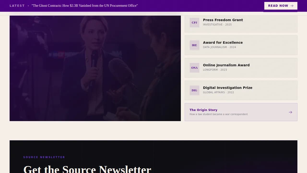 Newsroom — Bold Journalist Platform Landing Page Template