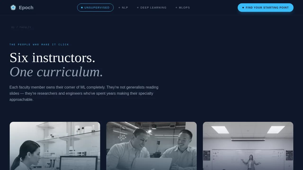 Epoch — Instant ML Bootcamp Landing Page Template