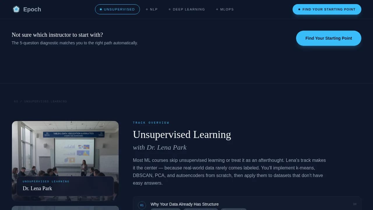 Epoch — Instant ML Bootcamp Landing Page Template