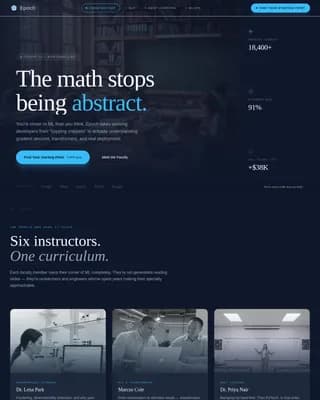 Epoch — Instant ML Bootcamp Landing Page Template