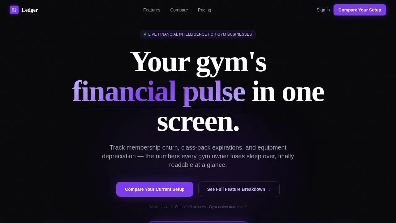 Ledger - Gym Financial Dashboard Landing Page Template