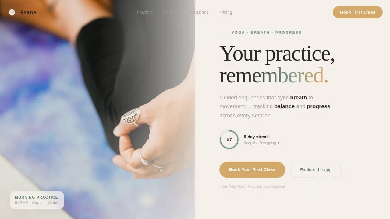 Asana — Smart Yoga Wellness App Landing Page Template