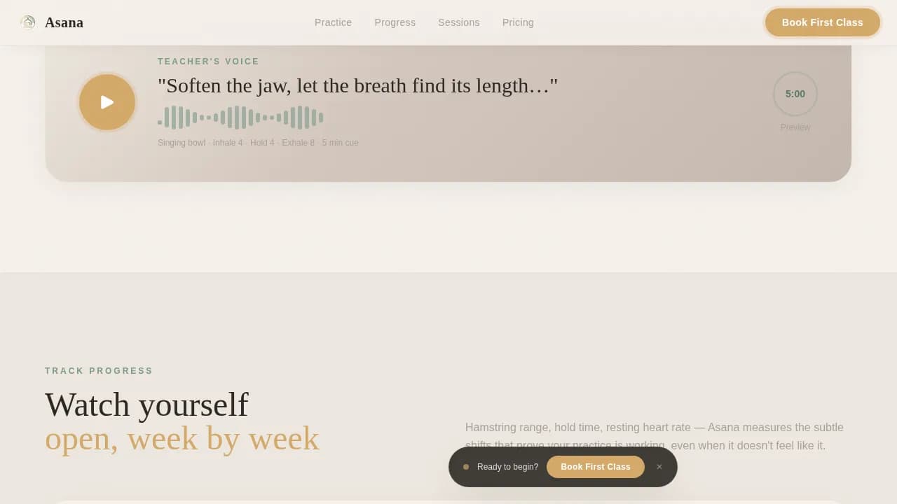 Asana — Smart Yoga Wellness App Landing Page Template
