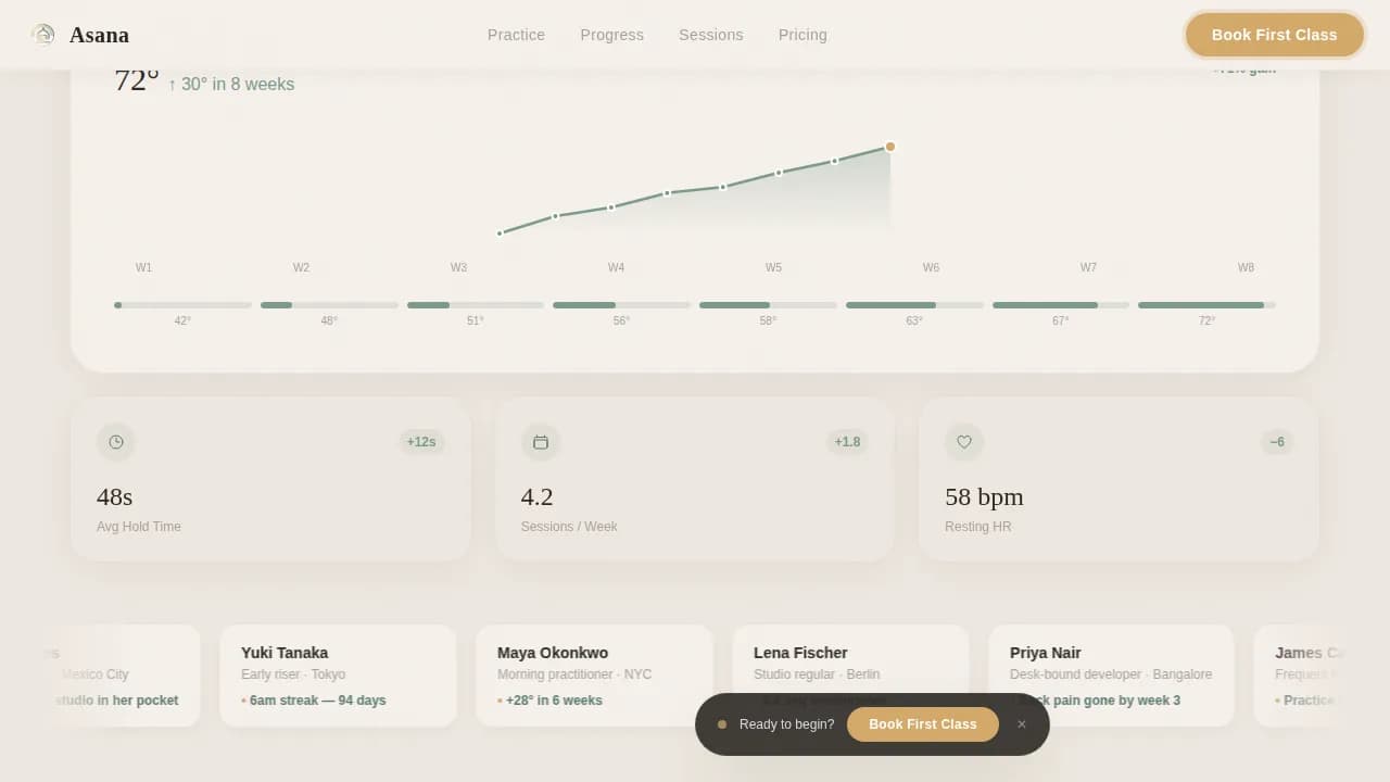 Asana — Smart Yoga Wellness App Landing Page Template