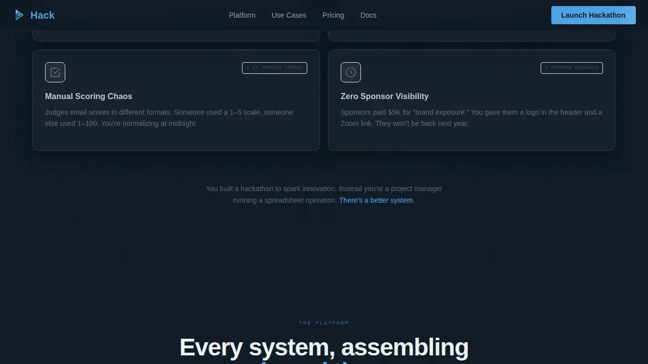 Hack — Instant Hackathon Network Landing Page Template