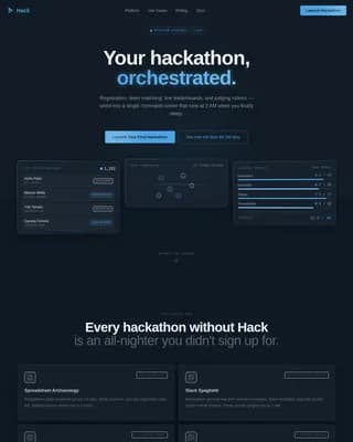 Hack — Instant Hackathon Network Landing Page Template