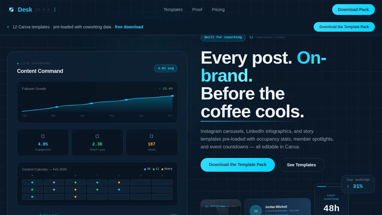 Desk — Smart Coworking Platform Landing Page Template