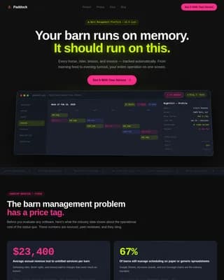 Paddock — Smart Equine Management Landing Page Template