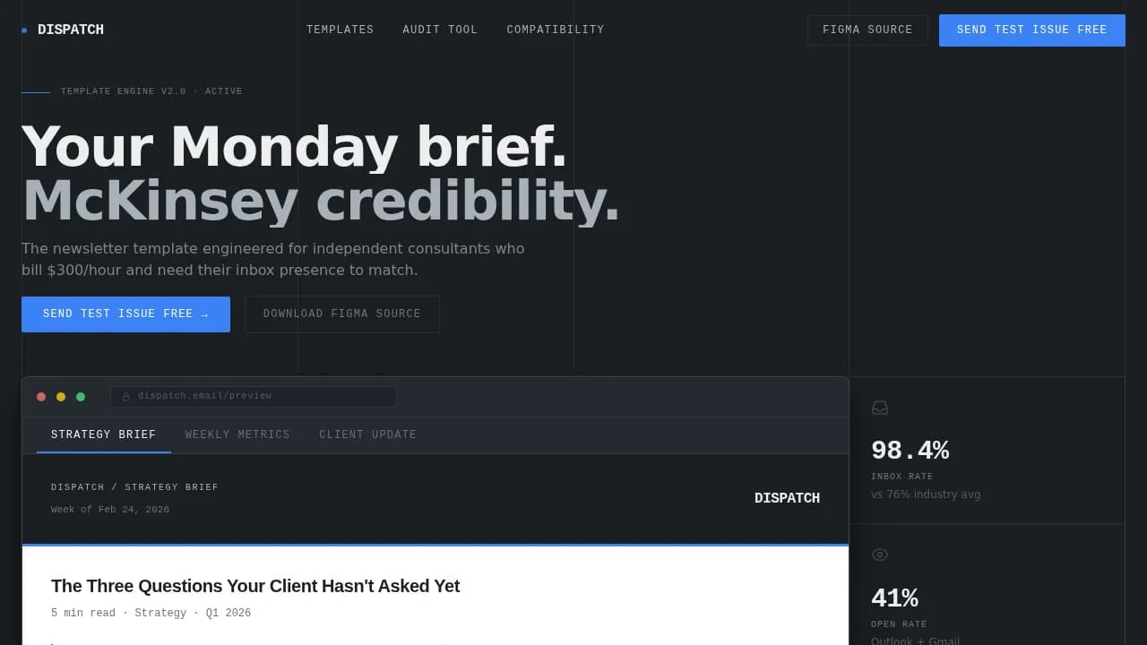 Dispatch - Professional Consulting Dashboard Landing Page Template