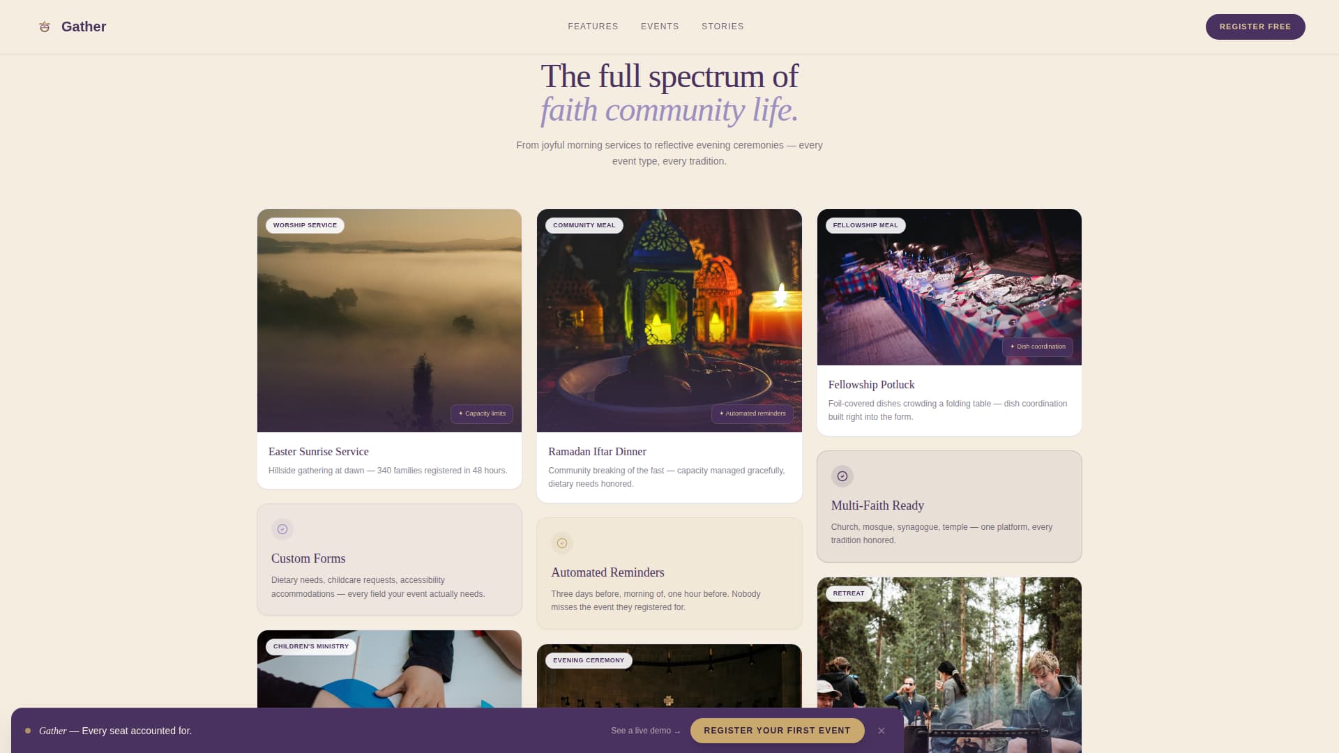 Religious Event Booking Website Template