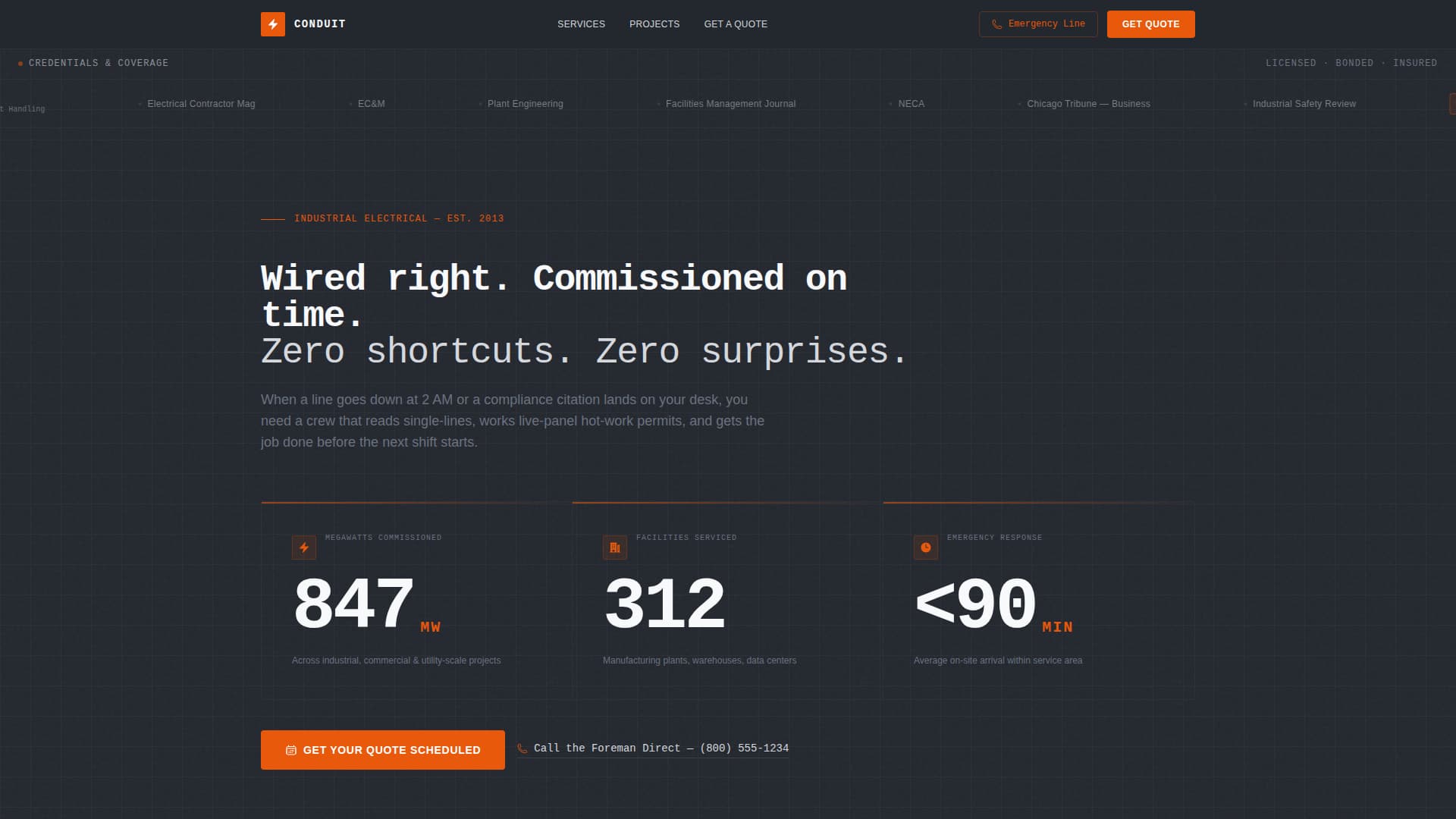 Industrial Electrician Business Professional Website Template