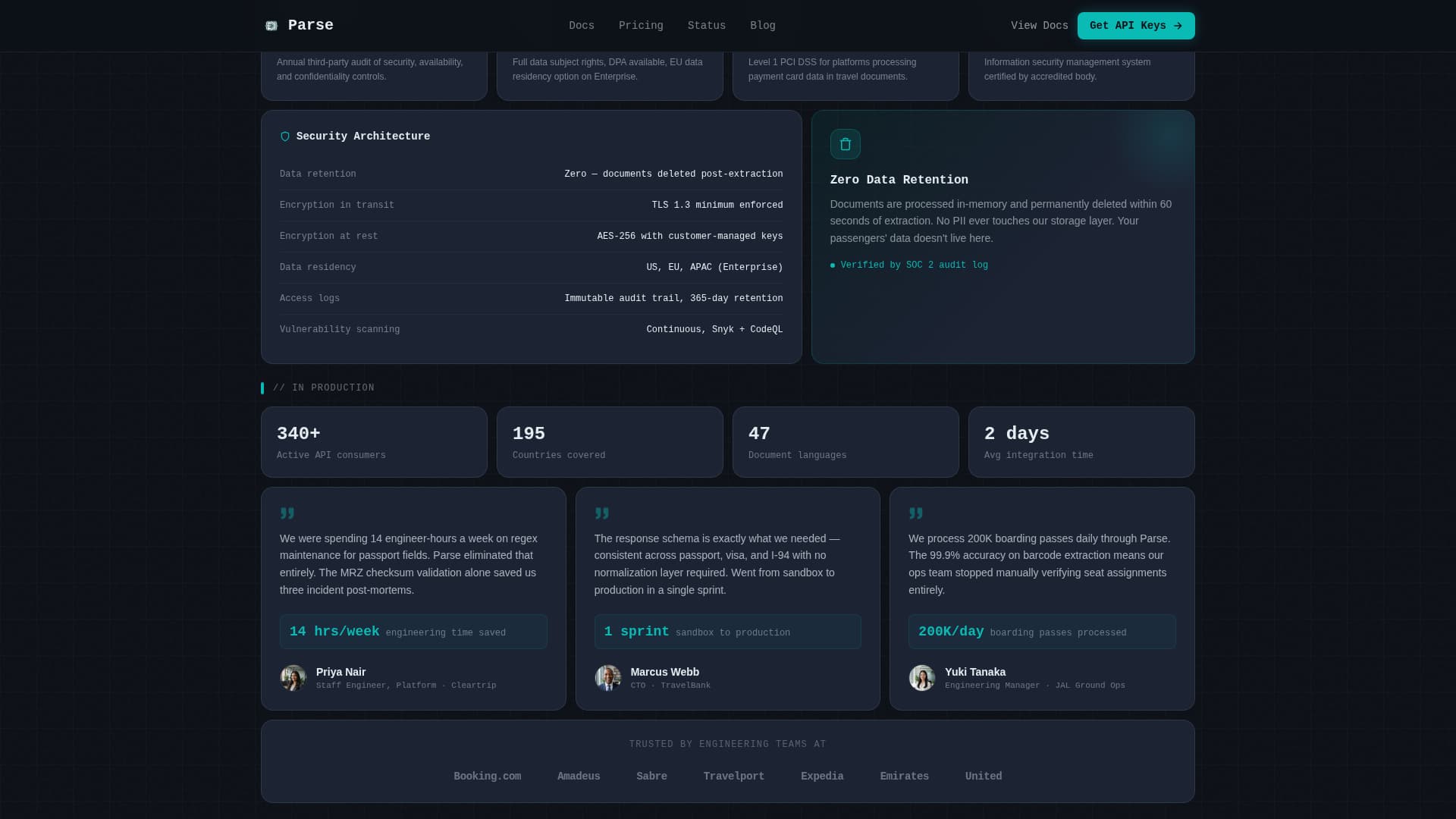 Parse - Powerful Travel API Landing Page Template