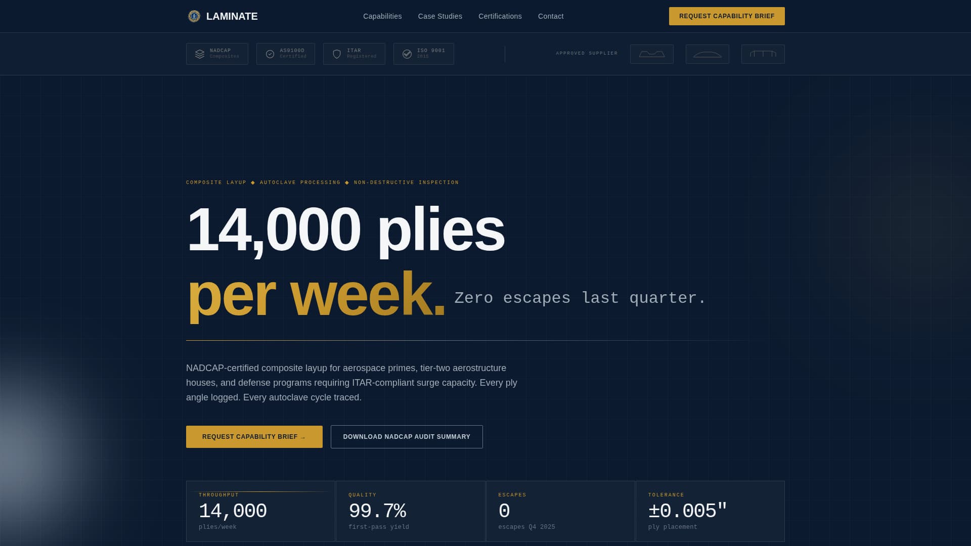 Laminate - Precision Aerospace Landing Page Template