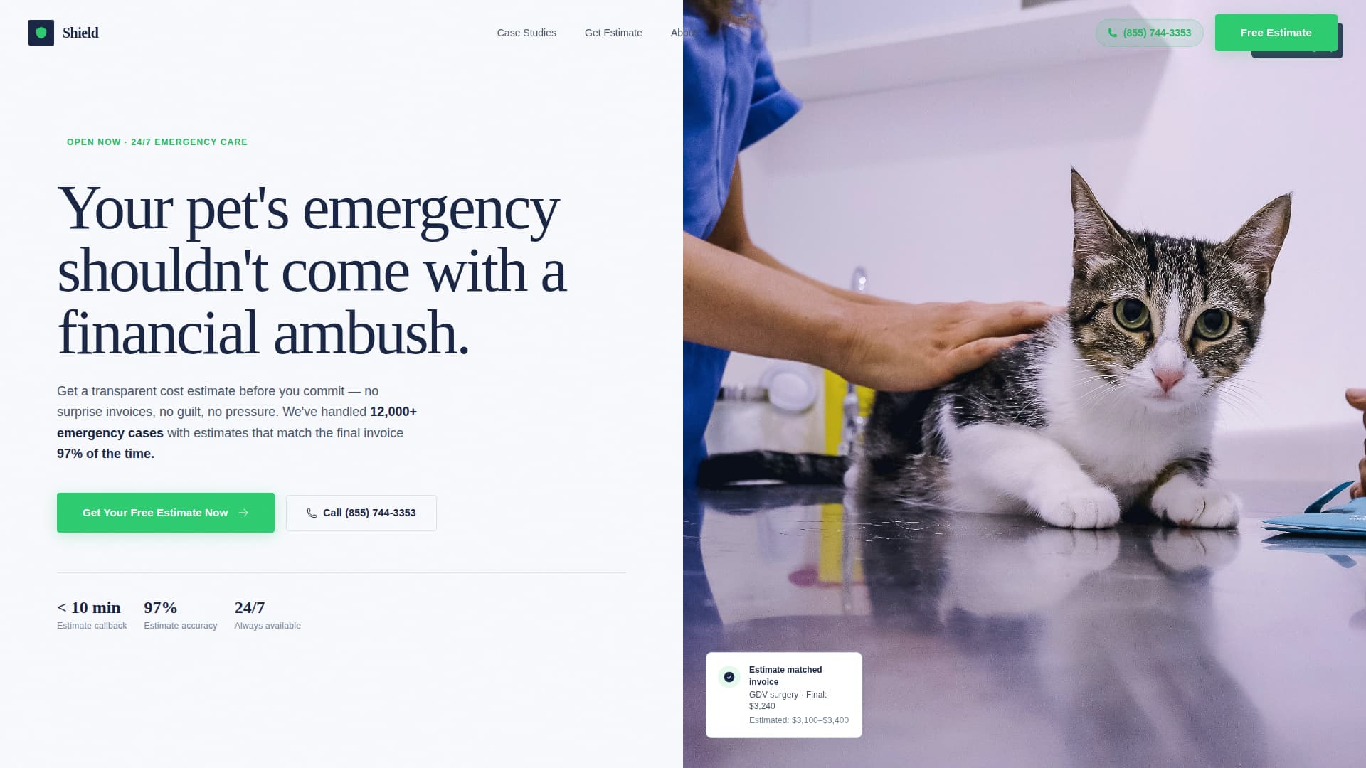 Emergency Vet Marketing Pricing Website Template