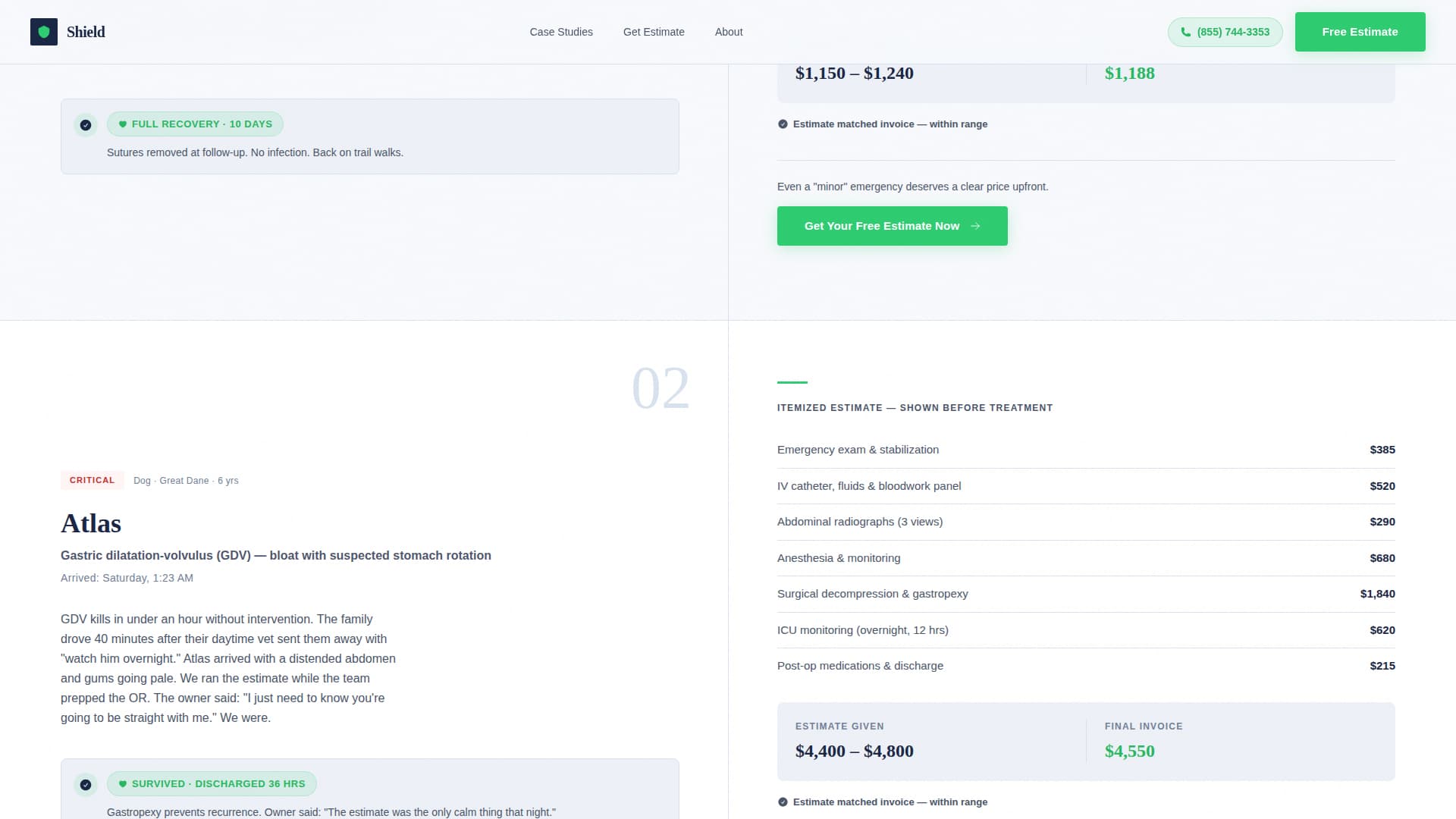 Emergency Vet Marketing Pricing Website Template