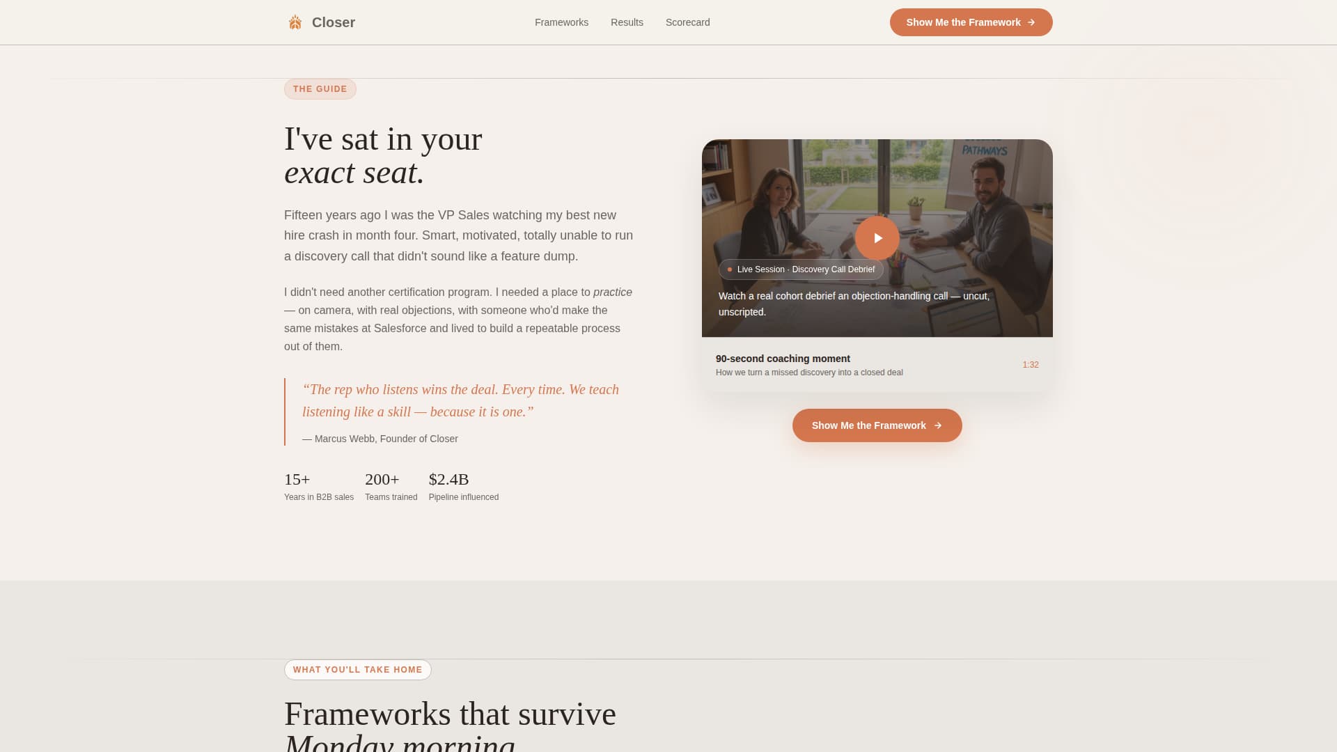 Closer - Powerful Salesenablement Landing Page Template